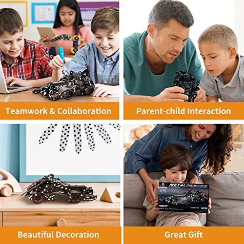 Erector Sets for Boys Age 8 9 10 11 12-16 and Older, 332 Pcs Batman Model Car Building Set for Kids Ages 8-12 Year and Up Metal STEM Educational Toy for Kids Boys Girls or Adults - style: Batmobile Model