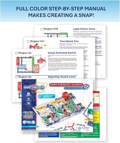 SNAP CIRCUITS Classic SC-300 STEM Electronics Kit, 300+ Projects, Ages 8+ - size: 300 Projects