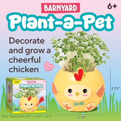 Creativity for Kids Plant-a-Pet Barnyard Pig Kit | Decorate, Plant & Grow Your Own Pet | Chia Seed Gardening Craft | Spring Crafts & Screen-Free Kids Activity (Ages 6+) - style: Chicken