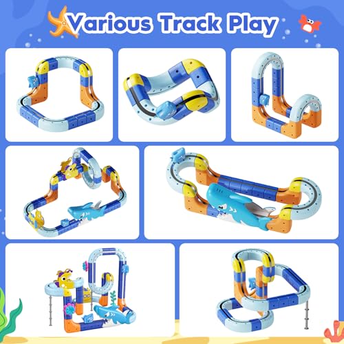 Shark Electric Train Set Toys for Boys Girls 3-5: 3D Infinity Rail Cube Tracks for Kids Anti-Gravity Magnetic Train Easter Birthday Gifts STEM Toys for 3 4 5 6 7 8 Year Old Boy Girl (117PCS) - size: Advanced Set(117PCS)
