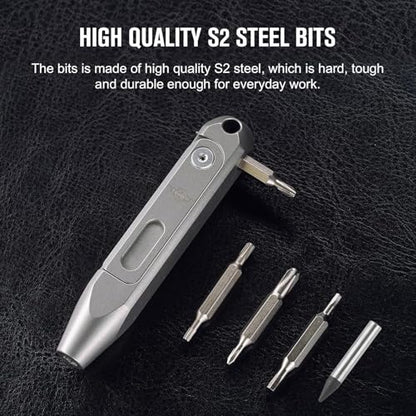 OKNIFE Otacle D1 Titanium 9-in-1 Small EDC Pocket Screwdriver Set - color: Titanium-grey