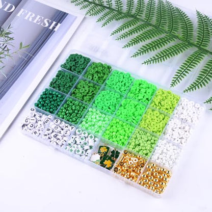 BBita St.Patrick's Day Polymer Clay Beads Bracelet Making kit, 3480pcs 24 Style Cute Fun Beads Charms for Jewelry Necklace Earring Making DIY Accessories for Women Girls - color: C7#St.Patrick's Day