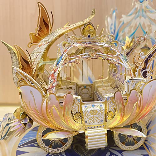 MU 3D Fairy Series Metal Puzzle Model Kits Cinderella's Elf Carriage, Princess Magic Palace Miniature Building, DIY Birthday Xmas Gift Toy Sets - color: Elf Carriage