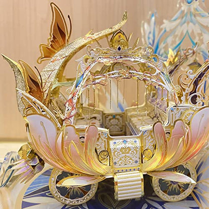 MU 3D Fairy Series Metal Puzzle Model Kits Cinderella's Elf Carriage, Princess Magic Palace Miniature Building, DIY Birthday Xmas Gift Toy Sets - color: Elf Carriage