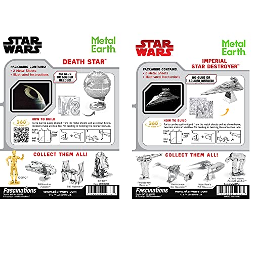 Metal Earth Fascinations 3D Metal Model Kits Star Wars Set of 2 - Death Star - Imperial Star Destroyer