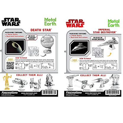 Metal Earth Fascinations 3D Metal Model Kits Star Wars Set of 2 - Death Star - Imperial Star Destroyer