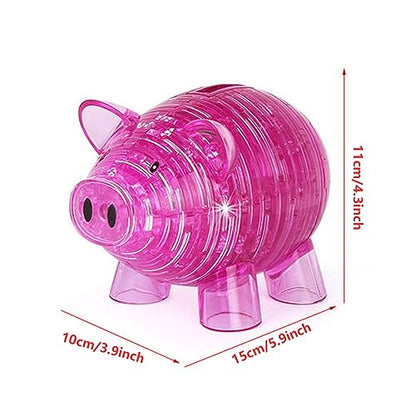 3D Crystal Pig Puzzle, Functions as a Piggy Bank, Crystal Puzzle Brainteasers for Puzzlers Ages 16 and Up, 94PCS (Pink) - color: Pink-pig