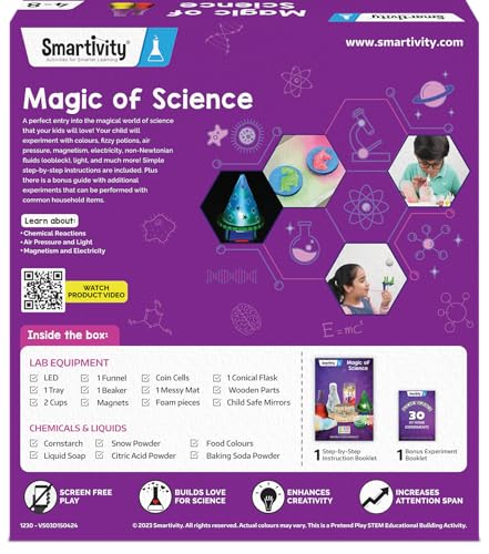 Smartivity Magic Science Kit for Kids Ages 4, 5, 6, 7, 8 Years | 50+ Amazing Science Experiments I Birthday Gifts for Boys & Girls | I Educational Toy for Kids Age 4-8 Years Old - style: Magic of Science
