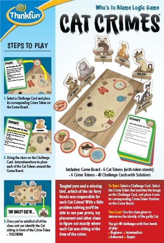 Think Fun Cat Crimes Brain Game and Brainteaser for Boys and Girls Age 8 and Up - A Smart Game with a Fun Theme and Hilarious Artwork, (1550)