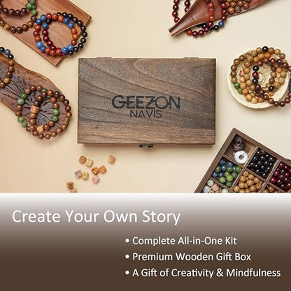 Geezon Navis DIY Bracelet Making Kit Natural Wooden Stone Beads Gift Craft