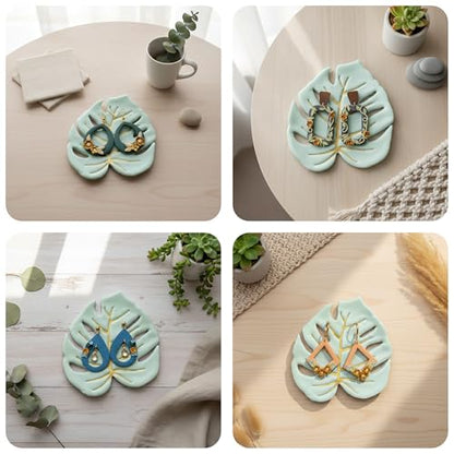 Trinket Cutter Set for Polymer Clay Display & Jewelry Styling – Monstera, Shell & Flower Shapes | MOSHEFL-TRI - color: Monstera+Shell+Flower