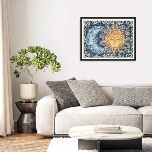 ijbnhd Sun and Moon Diamond Art Kits for Adults 16x12inch - color: Sun and Moon, size: 16x12in(40x30cm)
