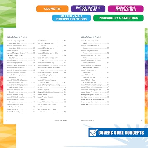 Spectrum 6th Grade Math Workbook, Activity Book for Kids Ages 11-12, Geometry, Ratio, Mathematics Equations, Multiplication and Division of Fractions, and More, Classroom or Homeschool Curriculum