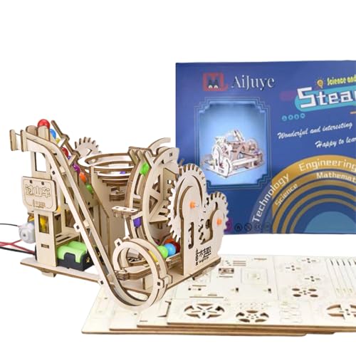 3D Wooden Roller Coaster Puzzle Motorized Marble Run Construction Kit