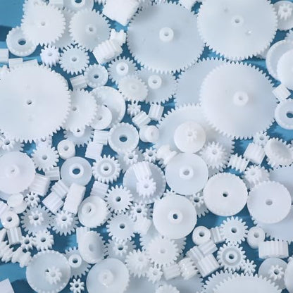 200 Pcs Plastic Gear Set, Single-Gear, Spindle Gears, Small Motor Gears, Model Toy Gear Kit, DIY Gear-Assortment Accessories Set for Model (6 Styles)