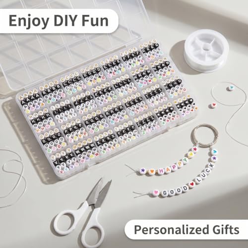 4 Styles 1000 PCS Letter Beads Kit, Alphabet Beads with Star and Heart Beads for Bracelets, DIY Jewelry Making and Craft