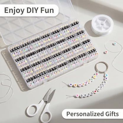 4 Styles 1000 PCS Letter Beads Kit, Alphabet Beads with Star and Heart Beads for Bracelets, DIY Jewelry Making and Craft