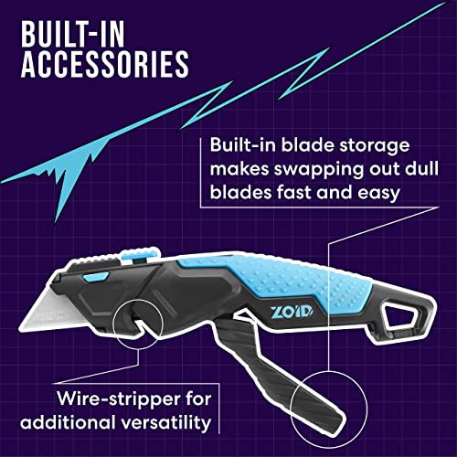 Zoid 3-in-1 Adjustable Utility Knife with Contoured Body and Trax-Grip for Safe and Easy Cutting, Functions as a Precision Utility Knife, Wire Stripper, and Carabiner, Box Cutter, Wire Cutter - size: Single, style: 3-in-1 Adjustable Utility Knife