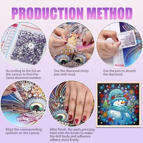 Special Shape Diamond Art Kits for Adults, 5D Diamond Painting Kits for Beginner, DIY Diamond Crystal Rhinestones Painting Kits for Home Wall Decor Gift Snowman Christmas 30x30cm/12x12in