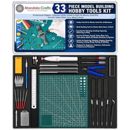 Mandala Crafts 33 Model Building Hobby Tools Kit for 3D Plastic Miniatures - style: Premium 33 PCs