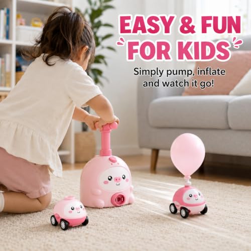 Pink Balloon Launcher Toy Set with 2 Cars & 26 Balloons - color: Pink