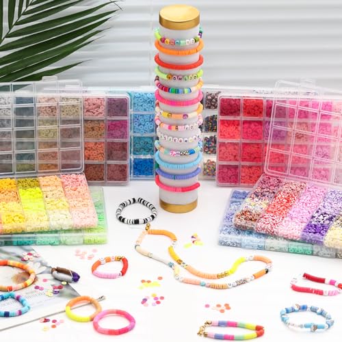 XSEINO 40000Pcs Clay Beads Bracelet Making Kit,8 Boxes 180 Colors - color: 8 Boxes