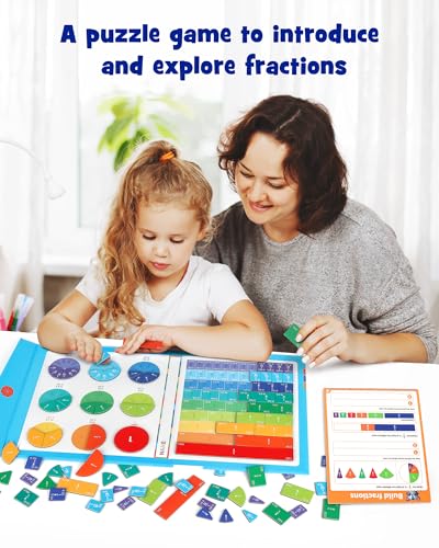 D-FantiX Magnetic Fraction Educational Puzzle, Fraction Manipulatives Book - color: Blue