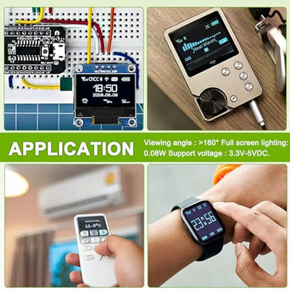 5 Pack 0.96 inch OLED IIC Display Module 128x64 Pixel Mini Self-Luminous Display Screen Board for Arduino Projects Raspberry Pi with Wire(White) - color: White