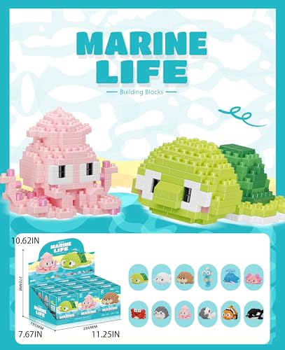 12 Set Cute Sea Animals Creature Building Toy Marine Life - style: 12 SET
