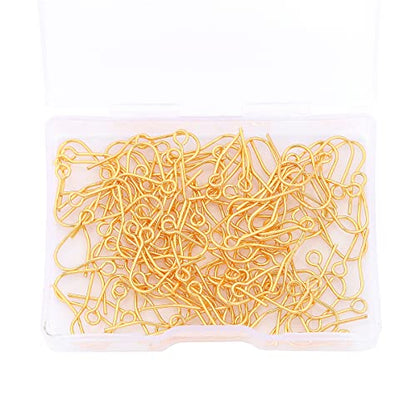 BEADIA 18K Gold Plated Earring Hooks 12x15mm 100pcs for Jewelry Making Findings - size: Hooks 5# 12x15mm