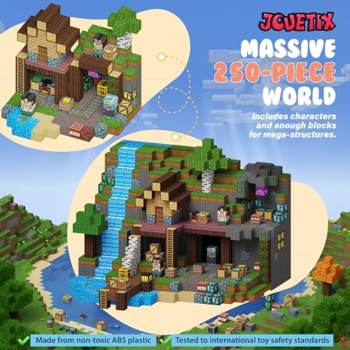 250 PCS Magnetic Building Blocks - Mining World Magnetic Cubes Construction Set, STEM Montessori Sensory Toy for Kids 3+ Boys & Girls Christmas Birthday Gift