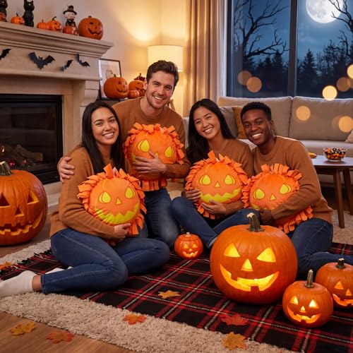 Weysat 6 Sets Halloween Pumpkin Tied Pillow Craft Kit Jack-o'-Lantern - style: Halloween Pumpkin