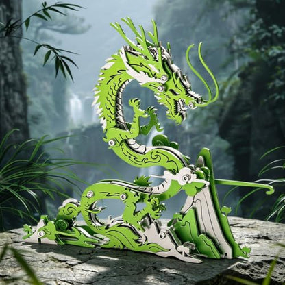 3D Metal Puzzle Mechanical Model Kit Cyan Dragon Stainless Steel - color: A8-cyan Dragon