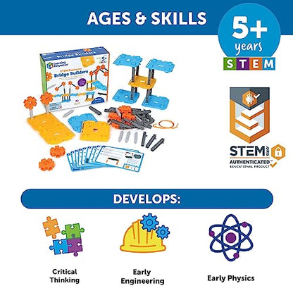 Learning Resources STEM Explorers Bridge Builders - Building Science Toys, Fine Motor Skills, Toddler Explorer Kit, Gifts for Boys and Girls