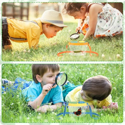 Halloscume 4 Pcs Bug Catcher for Kids Collector Toy Bug Habitat with Magnified Viewer, Insect Habitat, Outdoor Toys, Insect Box Magnifying Tools & Carry Strap - Educational Outdoor Adventure Gift
