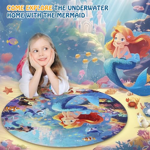 DIGOBAY 70 Piece Mermaid Jigsaw Floor Puzzle for Kids Ages 4-8 with Poster - style: mermaid