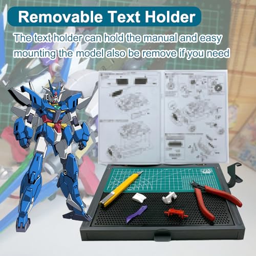Gundam Model Kit Tools, Portable Worktable for Model Building, Work Table with Movable Drawer, Pliers Rack, Display Version, Dual Craft Cut Mat, Suitable for Cut and Grind Assembly,KJ018 - size: KJ018