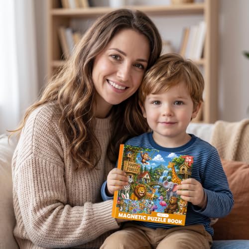 Biarek Animal Magnetic Puzzles for Kids 3-5, 3-in-1 61-Piece Travel Toy - color: Jungle Animal - 61 Pieces