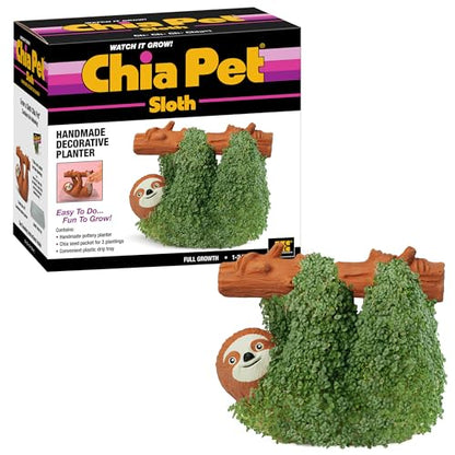 Chia Pet Sloth with Seed Pack, Decorative Pottery Planter, Easy to Do and Fun to Grow, Novelty Gift, Perfect for Any Occasion - style: Sloth
