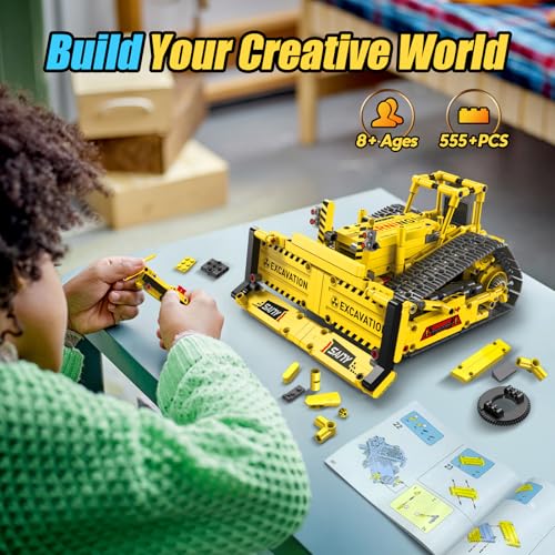 Robot Building Kits, 5-in-1 Stem Toys for Boys Age 8-14, APP & Remote Control Excavator Kids Construction Toys, Programmable Erector Sets, Educational Robotic Kit Gifts for Girls Boys (555 PCS) - style: 5-In-1