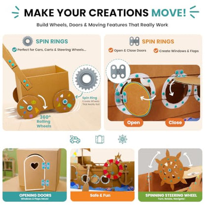 Kizzikids Cardboard Construction Tools, Connectors & Motion Parts Kit