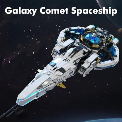 Sosuy Spaceship Building Blocks Set, LED Starship STEM Toys for Boys 8+, Galaxy Comet Space Shuttle Ship with Display Stand, Educational Birthday for Boys, Kids, Teens, Adults - style: Galaxy Comet