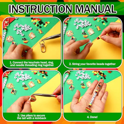Tondiamo 2823 Pcs Juneteenth Bead Keychain DIY Craft Making Kit June 19th Key Ring Charms Letters Beads String for African American Gift Jewelry Key Ring Backpack Black History Month Accessories - style: Black History Month