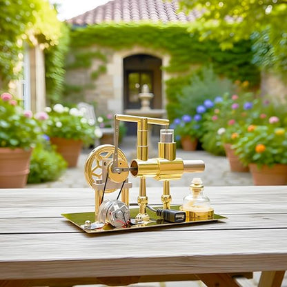 MagicTech Hot Air Stirling Engine Motor Electricity Power USB Cylinder Metal Physics Education Model JY27 - size: 6.4 x 3.7 x 5.1 Inch