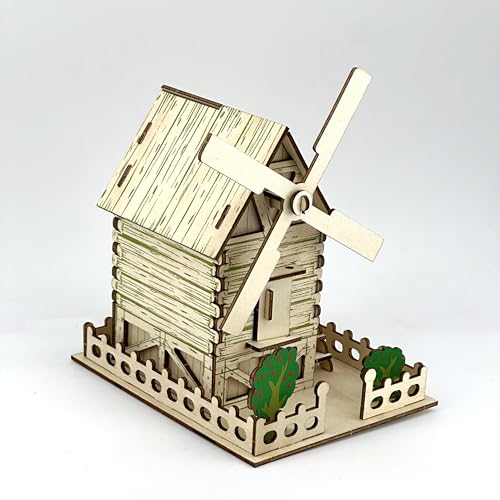 3D Puzzles for Adults, Log Cabin DIY Wooden House Model Kits for Adults to Build, Country Cottage Building Model, 3D Jigsaw Brain Teaser Puzzle, Dollhouse (Windmill Cottage)