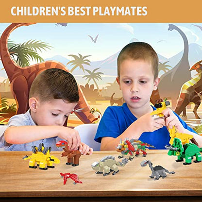 Mini Building Block Sets,12 Pack Dinosaur Toys Building Blocks, 6 in 1 STEM Toys Eggs Building Sets, Party Favors for Kids Goodie Bags Prizes Birthday - style: Dinosaur building block set