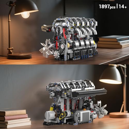 Mould King 10087 L4 Engine Model Building Blocks Kit for Adults, Build Your Own Cars Engine that Works, DIY STEM Toy for 14+ Teens(1897 Pcs) - style: L4 Engine