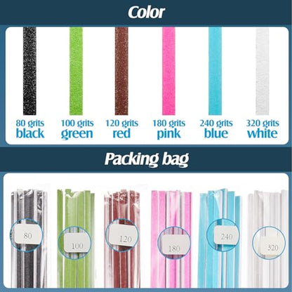 Honoson 70 Pcs Sanding Sticks Polishing Sticks Fine Sanding Twig Coded Abrasive Sand Twig for Plastic Model Assorted Metal and Wood Sand Tool Accessory for Craft(Low Grits Rating,Half Moon) - style: Half Moon