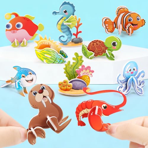 FOIMAS 3D Ocean Puzzles for Kids,30 Pack Educational Ocean Puzzle Shark Dolphin Turtle Octopus for Kids Classroom Prize Gifts Party Favor Supply - style: Ocean