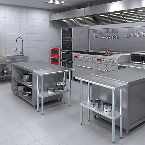 AmGood 14 in. x 36 in. Stainless Steel Work Table | Metal Kitchen Food Prep Table | NSF - size: 36 in. Long x 14 in. Deep without Wheels